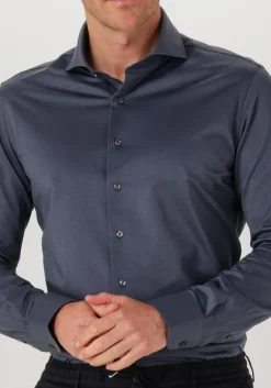 donkerblauwe profuomo klassiek overhemd shirt x-cutaway sf japanese knitted