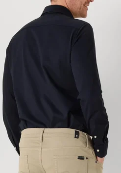 donkerblauwe profuomo klassiek overhemd shirt x-cutaway japanese knitted