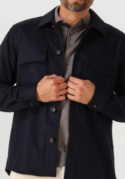 donkerblauwe profuomo overshirt overshirt cutaway knitted