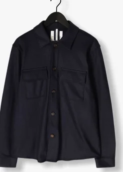 donkerblauwe profuomo overshirt overshirt cutaway knitted