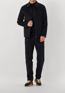 donkerblauwe profuomo overshirts overshirt wool zipper