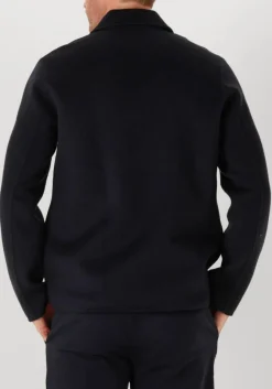 donkerblauwe profuomo overshirts overshirt wool zipper