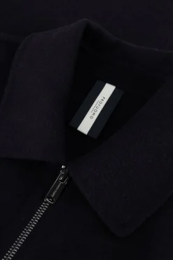 donkerblauwe profuomo overshirts overshirt wool zipper