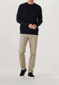 donkerblauwe profuomo trui pullover crew neck wool blend