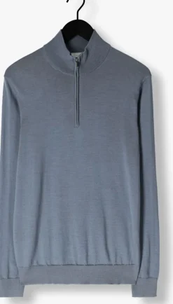 donkerblauwe profuomo trui pullover half zip merino