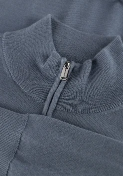 donkerblauwe profuomo trui pullover half zip merino