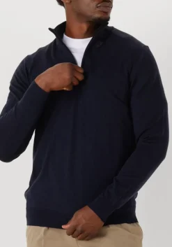 donkerblauwe profuomo trui pullover half zip merino