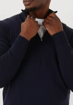 donkerblauwe profuomo trui pullover half zip merino