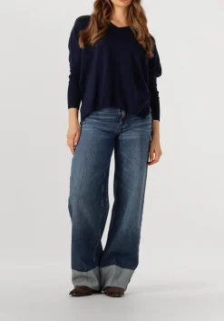 donkerblauwe resort finest trui v-neck cape sweater