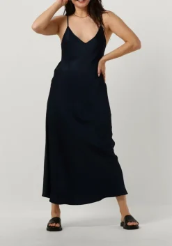 donkerblauwe resort finest midi jurk slip dress