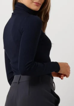 donkerblauwe rosemunde coltrui silk t-shirt w/ roller neck