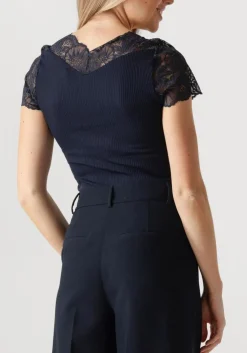 donkerblauwe rosemunde top beatha capsleeve