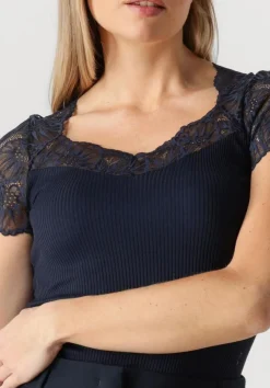 donkerblauwe rosemunde top beatha capsleeve