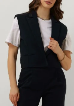 donkerblauwe ruby tuesday gilet relin cropped waistcoat
