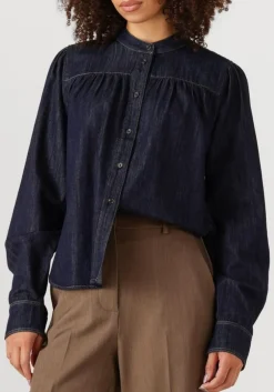 donkerblauwe second female blouses dera denim shirt