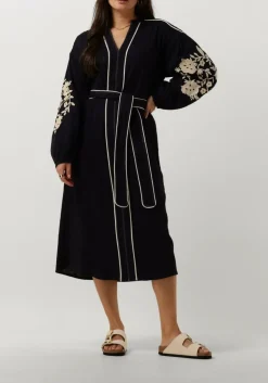 donkerblauwe stella forest midi jurk e24ro012