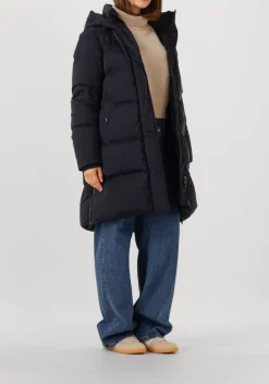 donkerblauwe woolrich gewatteerde jas kelly jacket