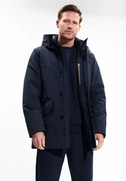 donkerblauwe woolrich parka's stretch arctic parka