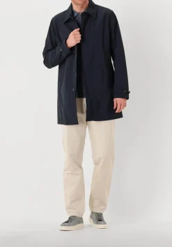 donkerblauwe woolrich regenjas city carcoat