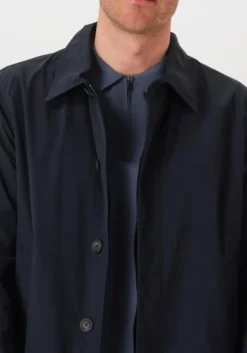 donkerblauwe woolrich regenjas city carcoat