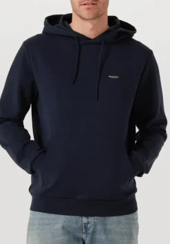 donkerblauwe woolrich trui logo interlock hoodie