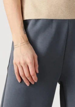 donkergrijze alix the label pantalon ladies knitted flowy side slit pants