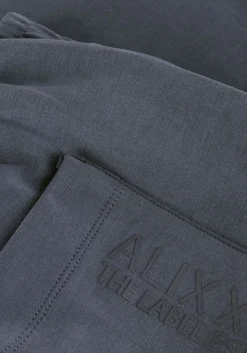 donkergrijze alix the label pantalon ladies knitted flowy side slit pants