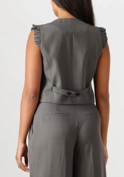 donkergrijze co'couture gilet liane frill tailor vest