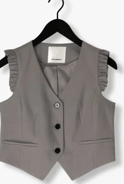 donkergrijze co'couture gilet liane frill tailor vest