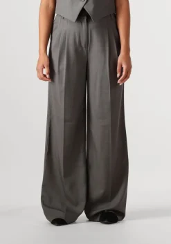 donkergrijze co'couture pantalon liane pleat pant