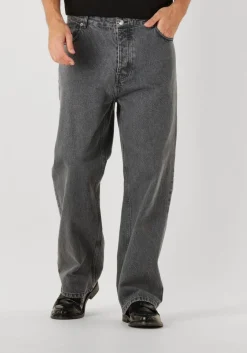 donkergrijze filling pieces straight leg jeans denim pants washed