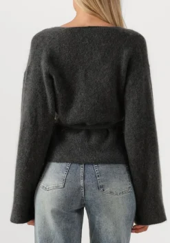 donkergrijze second female vest brook knit wrap cardigan