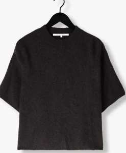donkergrijze second female trui wanda knit o-neck