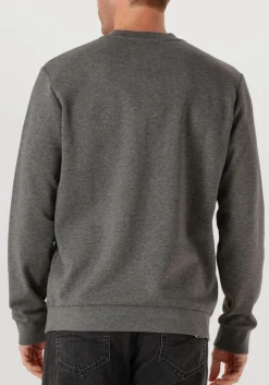 donkergrijze woolrich trui logo interlock crewneck
