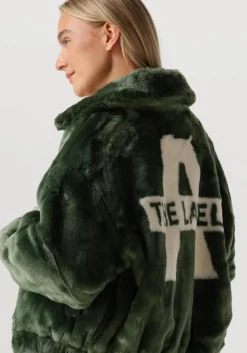 donkergroene alix the label faux fur jas faux fur coat
