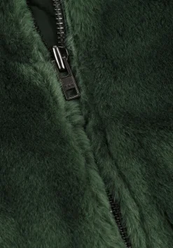 donkergroene alix the label faux fur jas faux fur coat