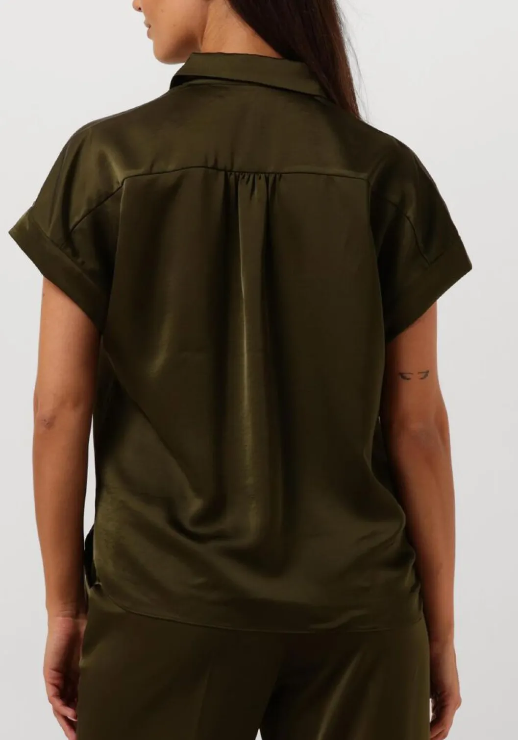 donkergroene dante6 top zijden top