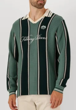 donkergroene filling pieces polo knit football jersey
