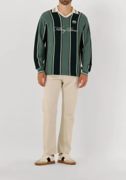 donkergroene filling pieces polo knit football jersey