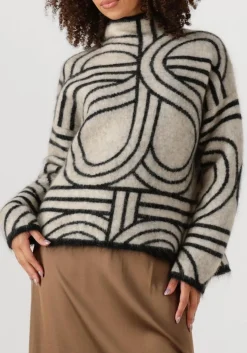 gebroken wit second female trui signa knit t-neck