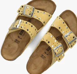 gele birkenstock teenslippers arizona rivet border