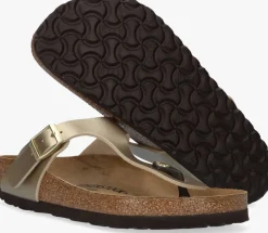 gouden birkenstock teenslippers gizeh dames