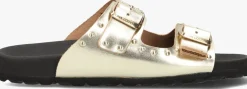 gouden lina locchi slippers 2 gesp slipper met studs