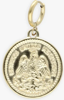 goudkleurig bonnie studios oorbellen big coin pendant