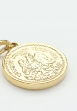 goudkleurig bonnie studios oorbellen big coin pendant