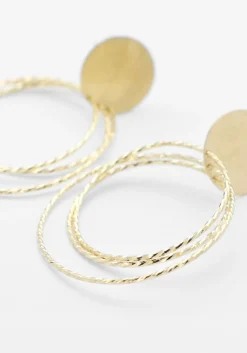 goudkleurig lott. gioielli sieraad brushed round triple hoops glow m