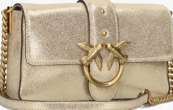 goudkleurig pinko schoudertas love one mini slouchy