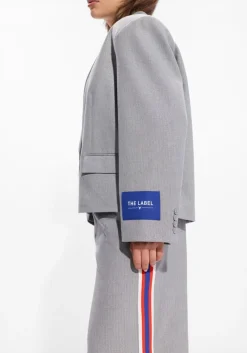 grijze alix the label blazer ladies woven coated herringbone blazer