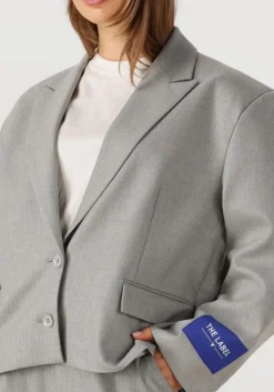 grijze alix the label blazer ladies woven coated herringbone blazer