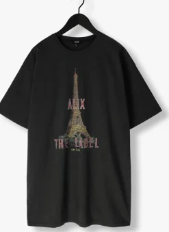 grijze alix the label mini jurk ladies knitted paris t-shirt dress